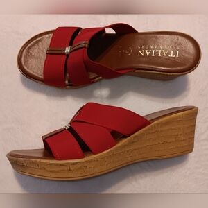 Italian Shoemakers red and brown wedge Sandals.